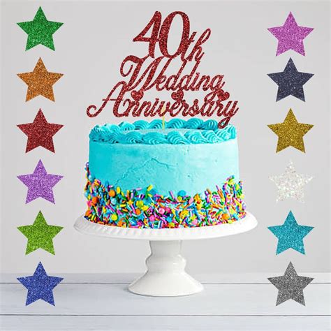 Acrylic 40th Wedding Anniversary Glitter Cake Topper Ruby Etsy