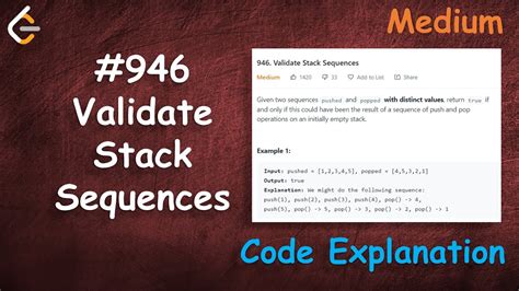 Validate Stack Sequences Live Coding With Explanation Leetcode