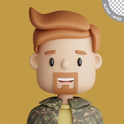 Avatar De Desenho Animado 3d De Homem Barbudo PSD Premium