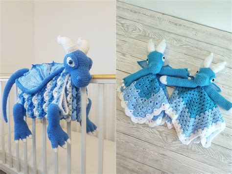 Dragon Baby Blanket And Lovey Baby Shower Set Crochet Pattern Dragon Cot