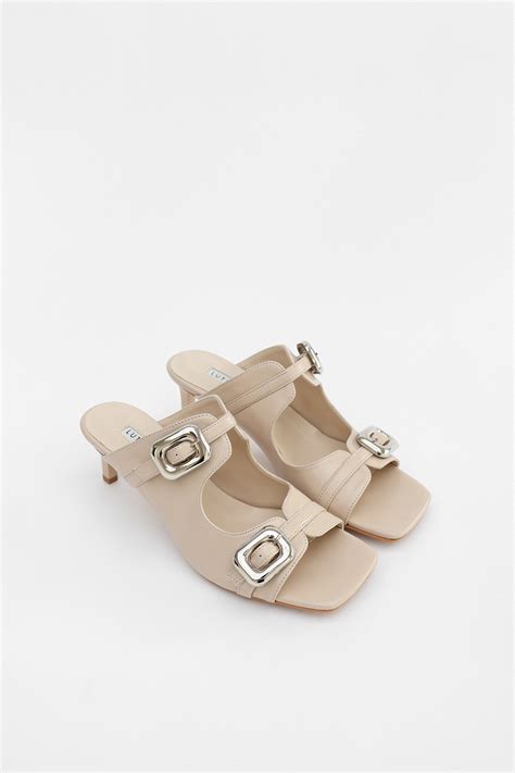 Büyük Toka Detaylı Terlik Nude Kadın Topuklu lutvelizade tr