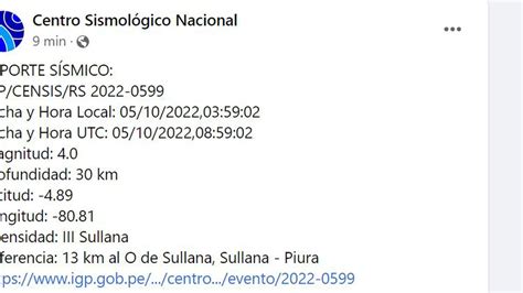 Se Registra La Quinta R Plica En Piura Tras Fuerte Sismo De Grados