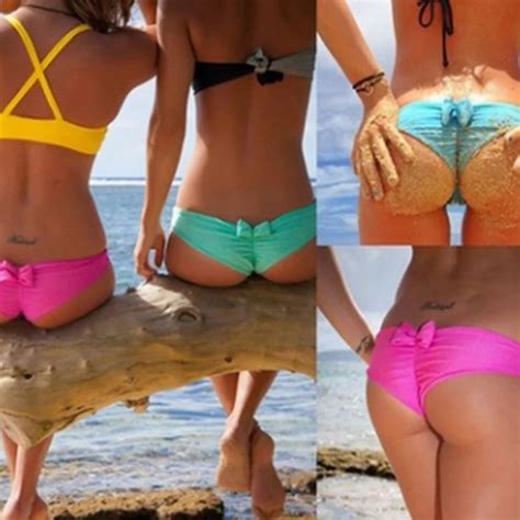Women Solid Color Sexy Swimming Trunks Women Summer Beach Swim Wear Bikini Bottom Thong
