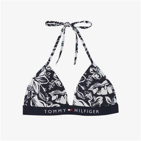 Tommy Hilfiger Triangle Fixed Foam Print Kad N Siyah Bikini St Kadin Mayo Bikini