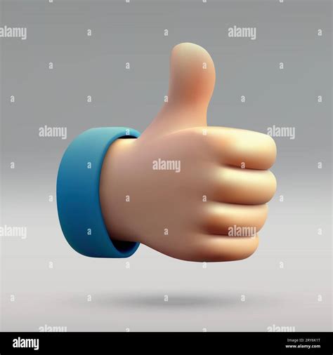 3D Cartoon Thumb Up Hand Isolated Like Sign Vector 3d Illustration