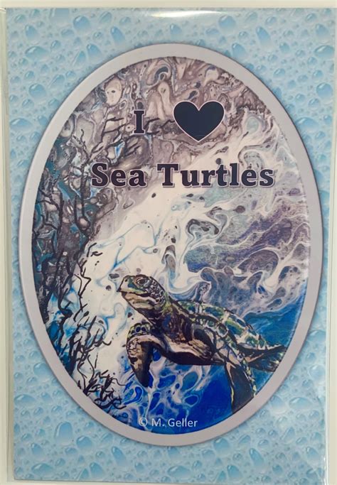 I Love Sea Turtles Magnets X Turtle Magnets Made From Original Art