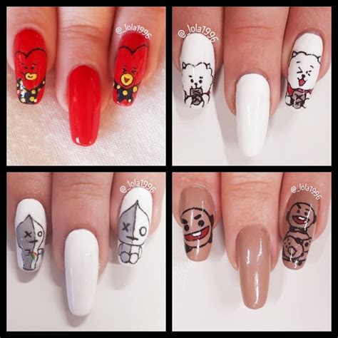 Bts Nail Art Bt Nail Art Korean Nail Art Cute Acrylic Nails