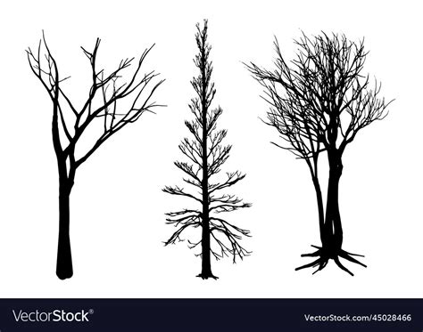 Collection Of Winter Tree Silhouettes Royalty Free Vector