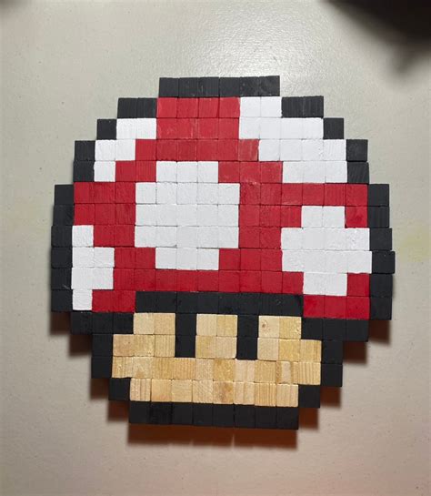 Mario Pixelated Mushroom Wall Pixel Art Decor - Etsy