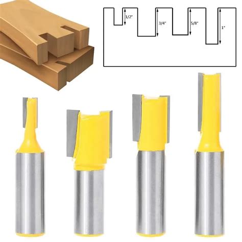 4 pc set 1 2 12 7mm haste fresa madeira escultura lâmina extra 1 2