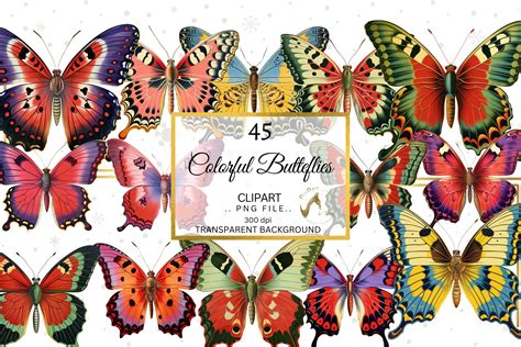 Butterfly Clipart Vintage PNG Set | Illustrations ~ Creative Market