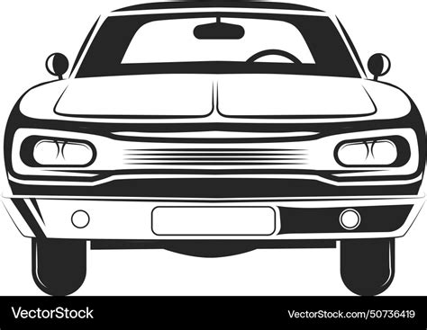 Retro car front view black vehicle drawing Vector Image