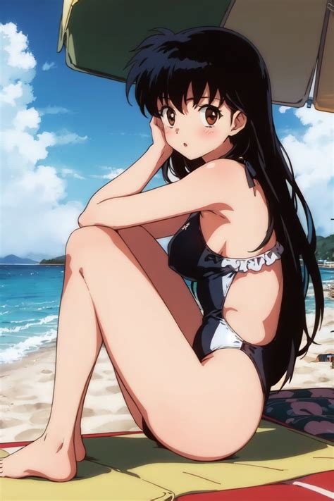 Hentai Boobs 1girl Accurate Art Style Alluring Bare Legs Beach Bikini