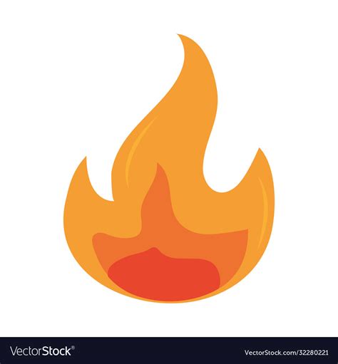 Fire Flame Burning Hot Glow Flat Design Icon Vector Image
