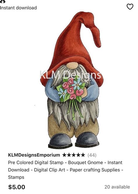 Klm Digital Designs Digital Stamp Pre Colored Bouquet Gnome Gnome