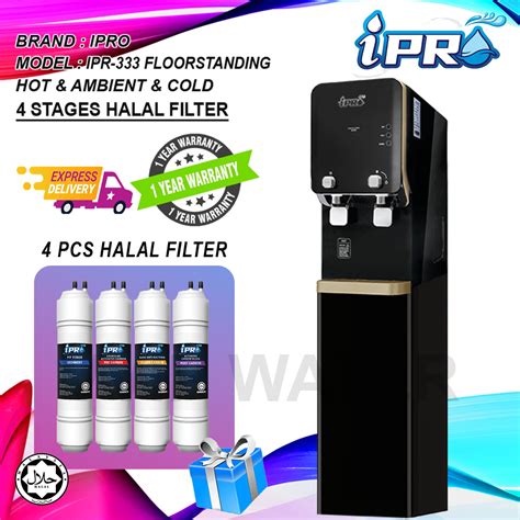 IPRO New Hot Warm Cold Water Dispenser IPR Black Gold HALAL Filter Made In Korea