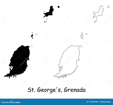 St George`s Grenada. Detailed Country Map with Location Pin on Capital ...