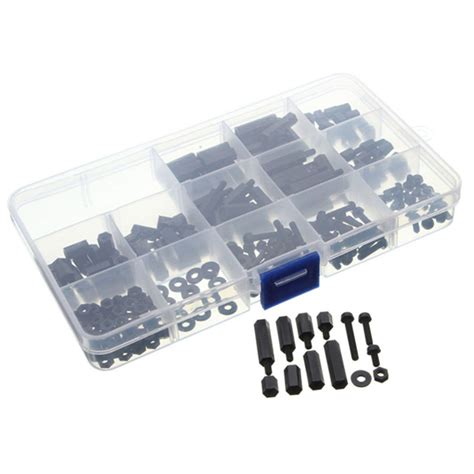 Pcs M Nylon Spacers Black M F Hex Screw Nuts Set Assortment Kit