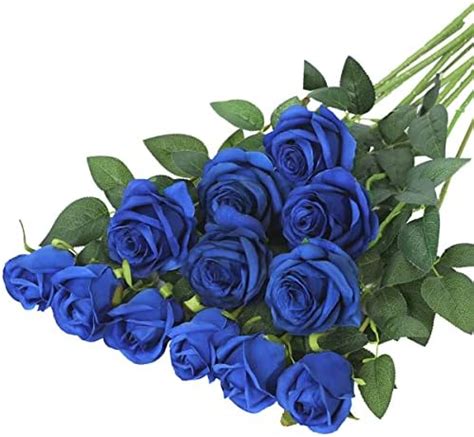 Amazon Tifuly Royal Blue Roses Artificial Flowers 12 Pcs