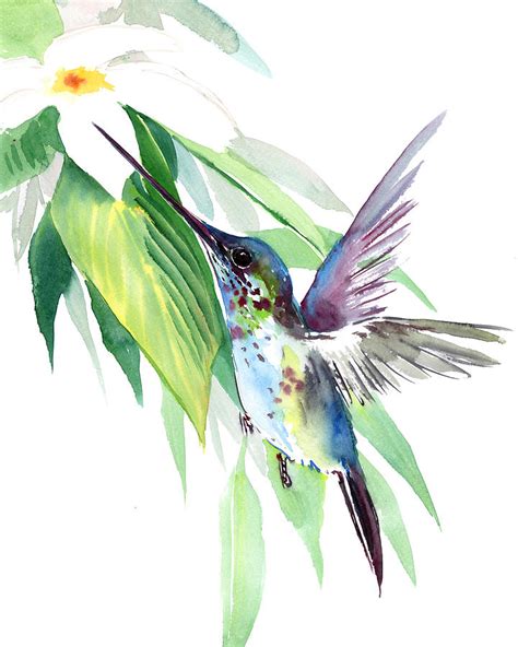 Hummingbird In Flight Art Therapy Artwork Painting By Suren Nersisyan