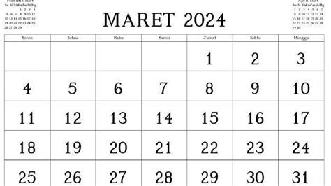 Kalender Jadwal Lengkap Tanggal Merah Pada Maret Asn