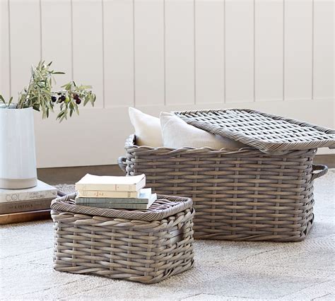 Aubrey Woven Storage Basket Collection Gray Pottery Barn