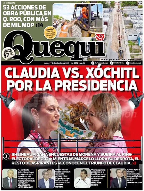 Portadas De Prensa En Quintana Roo 07 De Septiembre Del 2023