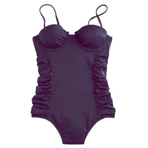 Flattering Ruched Navy Swimsuit Long Torso Gem