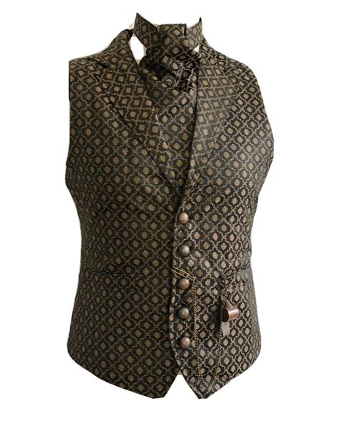 5 Pcs Waistcoat Outfit In Black Brocade Waistcoat Matching Etsy