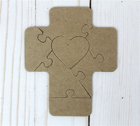 7 Piece Cross Shaped Jigsaw Puzzle Wheart Bare Chipboard Die Etsy Uk