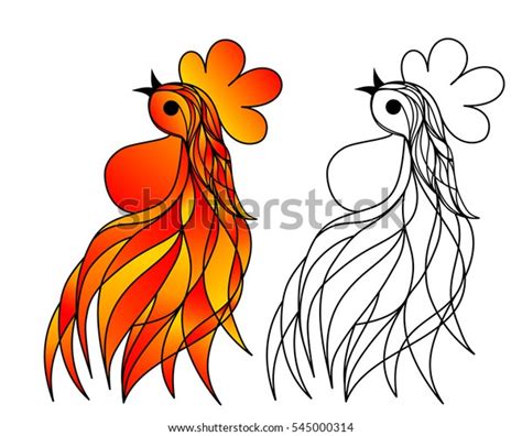 Vector Illustration Drawing Red Rooster Cock Vector De Stock Libre De