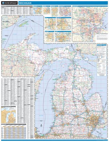 Rand Mcnally Michigan State Wall Map