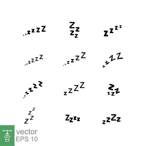 Sleep Zzz Lettering Icon Set Scribing Doodle Snore Zzzz Symbol