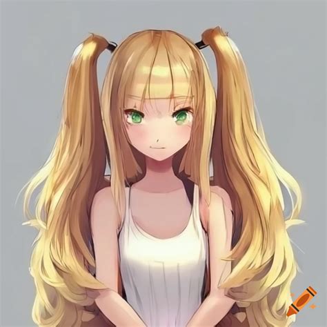 Blonde Girl Long Hair Two Pigtails Anime Style On Craiyon