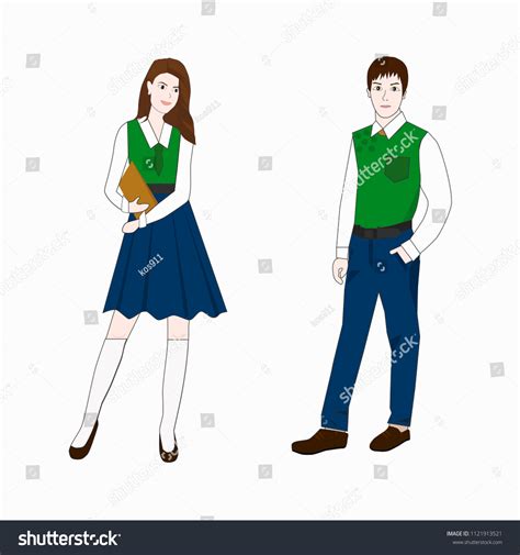 Boy Girl School Uniform Stock Vector Royalty Free 1121913521