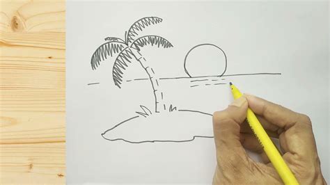 How To Draw Island Scene Landscapee Easy Step By Step Drawing Pen And