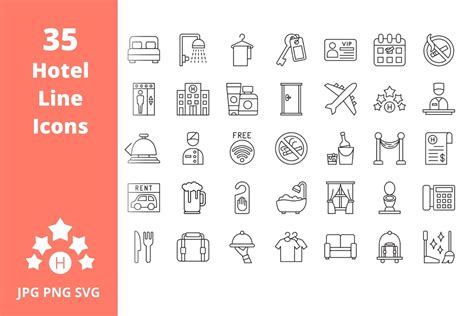 Hotel Icon Set Line 35 Icons Graphic By Soremba Designz · Creative Fabrica