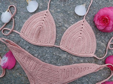 Crochet Bikini Set Brazilian Style Handmade In Cotton Custom Made Summer Swimwear