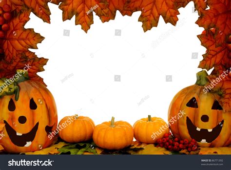 Halloween Border Over White Leaf Frame Stock Photo 86771392 - Shutterstock