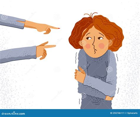 Shaming And Blaming Vector Concept Hand Pointing Finger On Young Girl