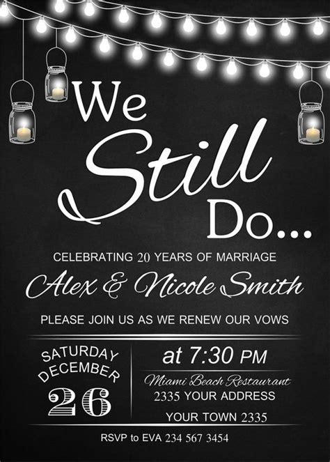 Editable Vow Renewal Invitation Wedding Anniversary Invitations We