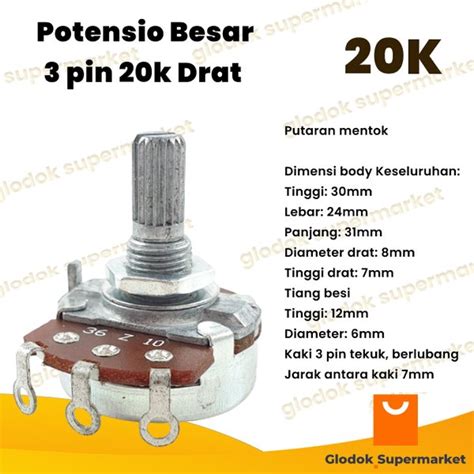 Jual Potensio Besar 3 Pin 20k Drat Mono Kaki 3 Tekuk 203 Di Lapak