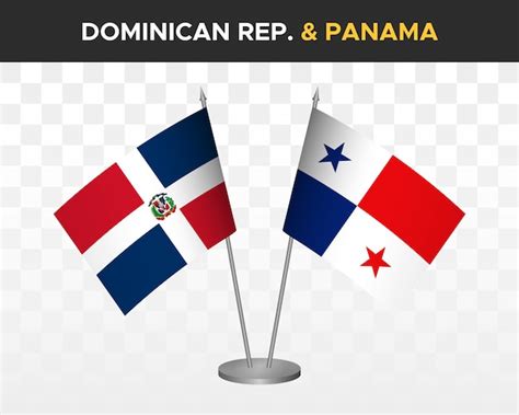 República dominicana vs panama escritorio banderas maqueta 3d vector ...