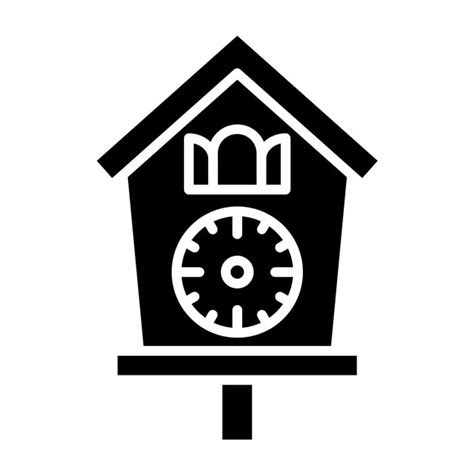 Diseño vectorial estilo del icono del reloj de cuco Vector Premium