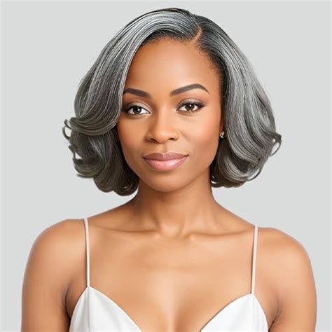 Hanascc 8 Glueless Straight Bob Salt And Pepper Wigs