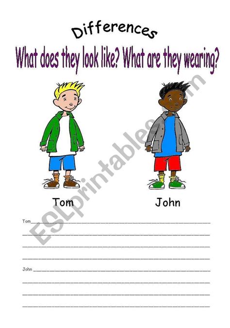 Differences Physical Appearance Esl Worksheet By Noelica