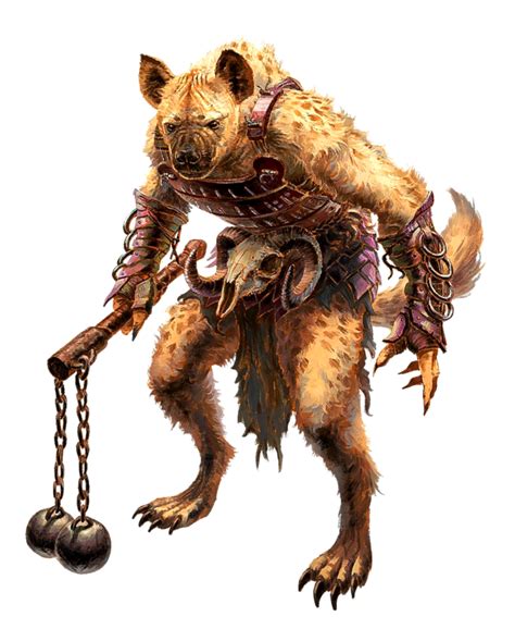 Male Gnoll Barbarian Fighter Pathfinder Pfrpg Dnd Dandd 35 5e 5th Ed