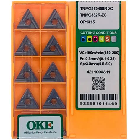 Inserto Pastilha TNMG 160408 R ZC OP1315 OKE Metal Duro