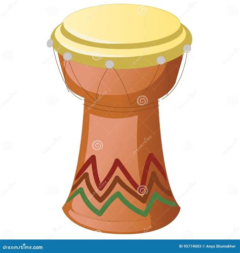 African Djembe Drum On A White Background Vector Illustration Stock