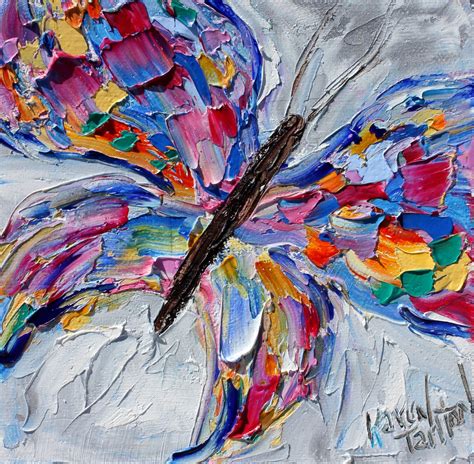 Butterfly Painting Garden Art Original Oil Palette Knife